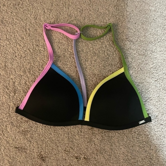 PINk black multicolored straps bikini top size Small - Picture 1 of 7